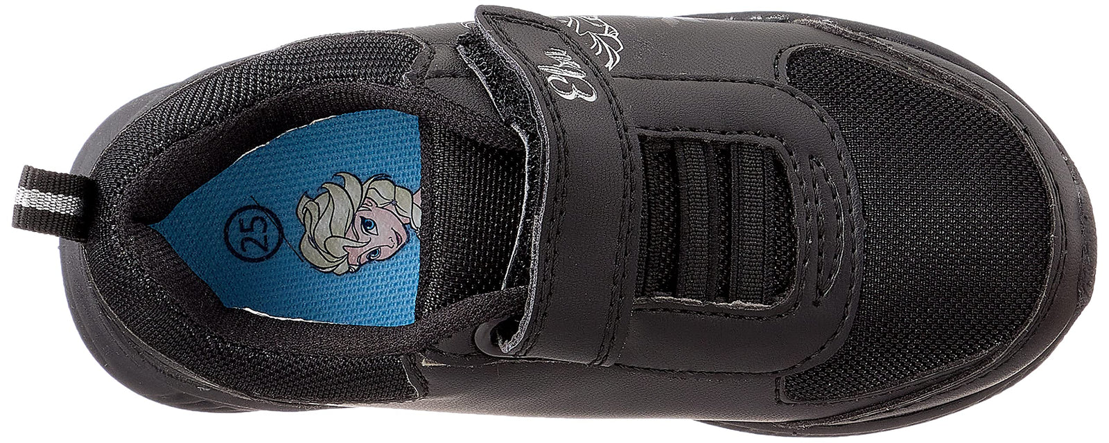 Leomil Girls School Shoes with Elsa Print, Velcro Closure, and Pull Tab