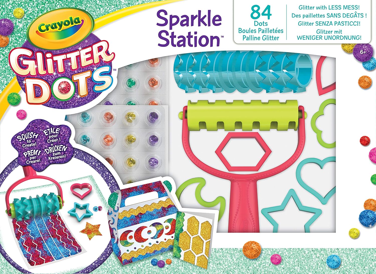 مجموعة الحرف اليدوية للأطفال Crayola Glitter Dots Sparkle Station - 84 نقطة لامعة