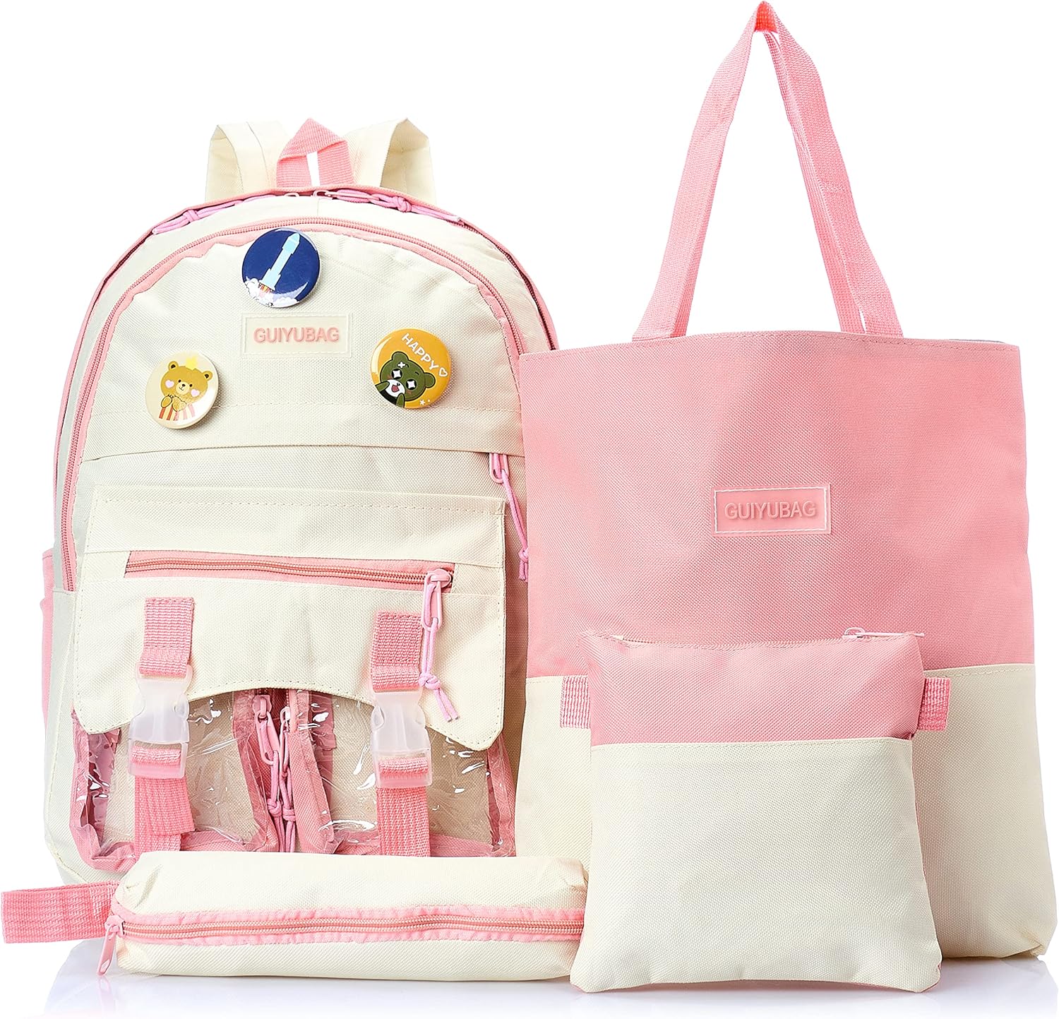 Generic Unisex MOT-217 Backpack - White and Pink, L