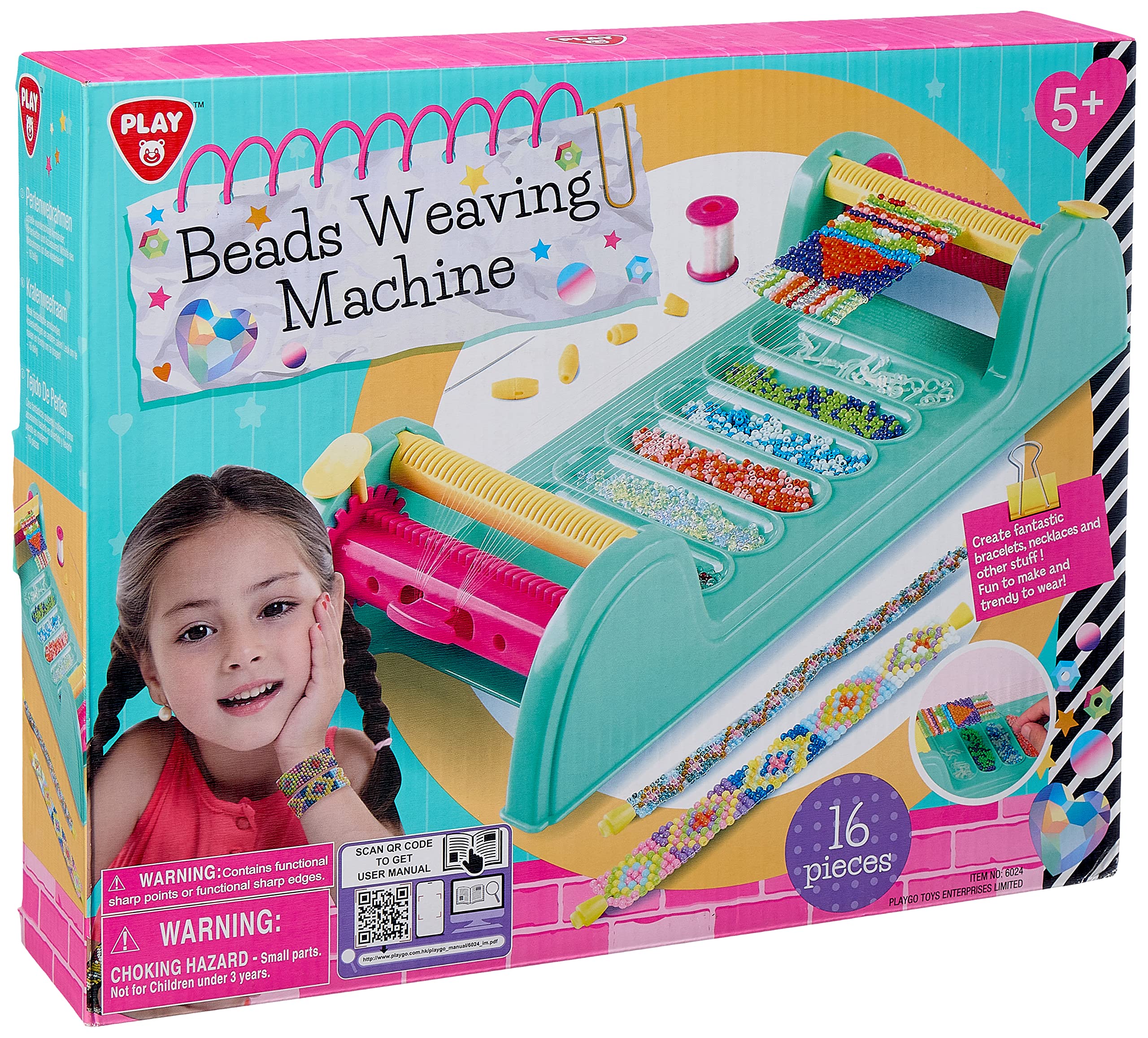 Playgo Beads Weaving Machine, Multi-Colour, 6024, 16 Pieces